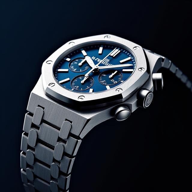 Jam tangan Audemars Piguet Royal Oak Chronograph dengan dail biru.